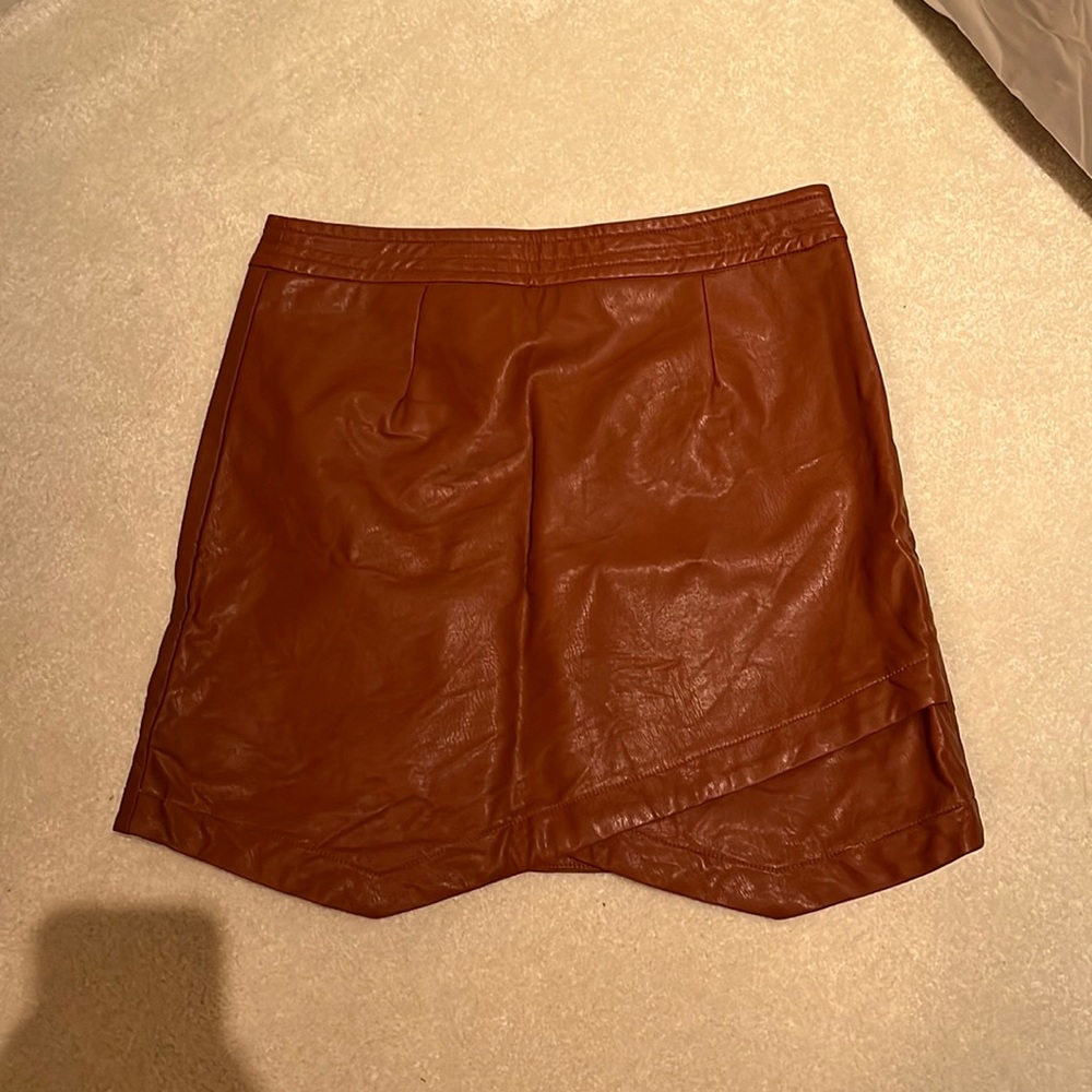 Brown leather skirt